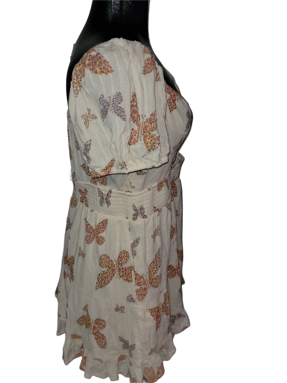 American Eagle Floral Butterfly Print Boho Cutout Mini Summer Dress L - Picture 5 of 7